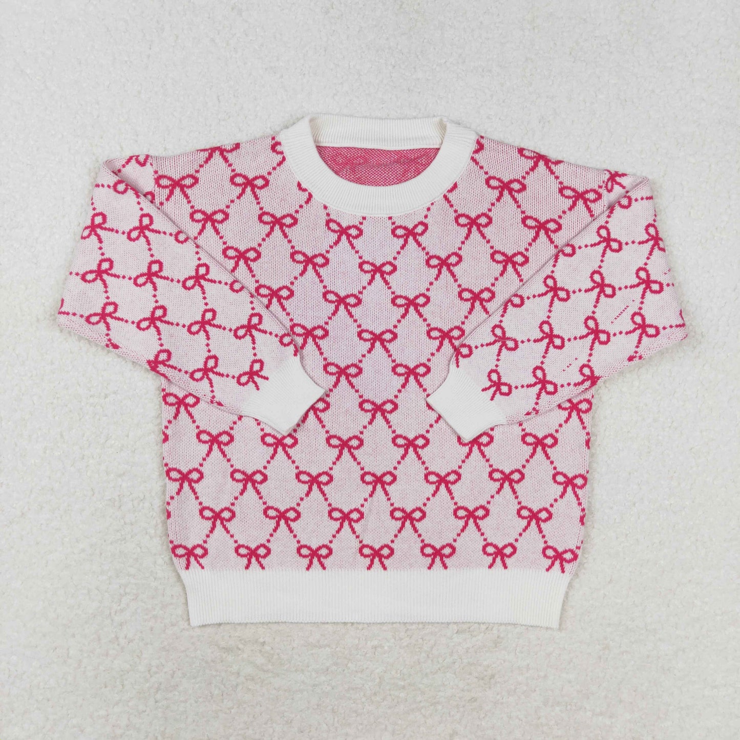 GT0687 Girls pink bows Sweater