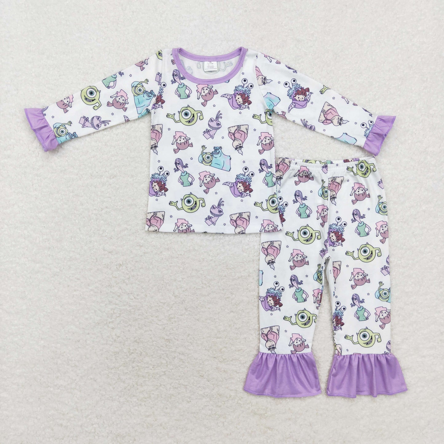 GLP1424 long sleeve cartoon purple girls outfits bamboo