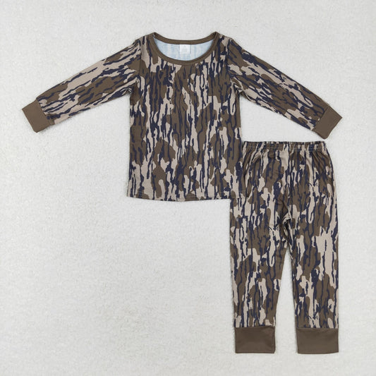 BLP0707 Boys army green camo pajamas bamboo