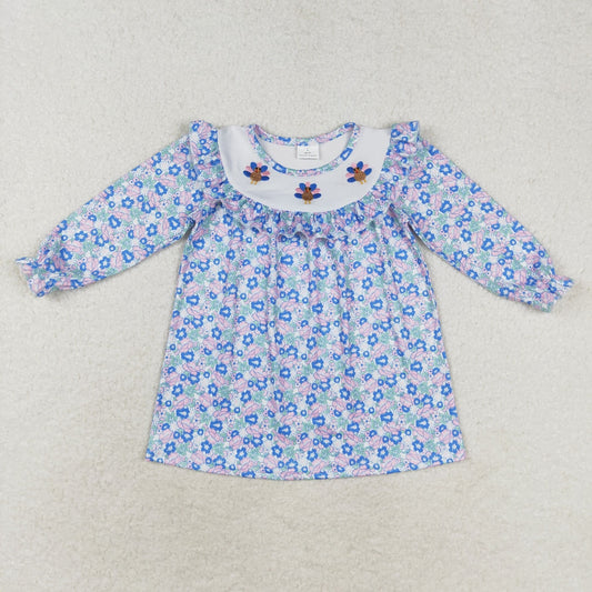 GLD0600 Girls turkey floral Dress embroidery