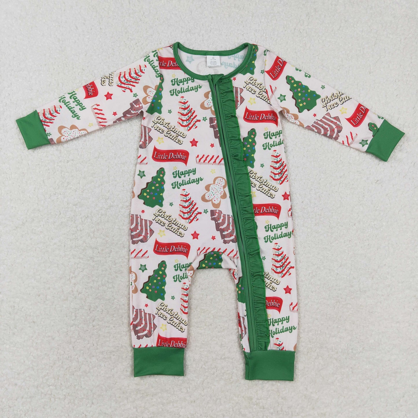 LR1056 Baby girls Christmas zipper romper bamboo