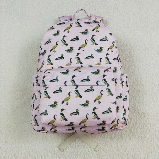 BA0203 Pink duck print kids girls backpack 17x13.2x5 inches