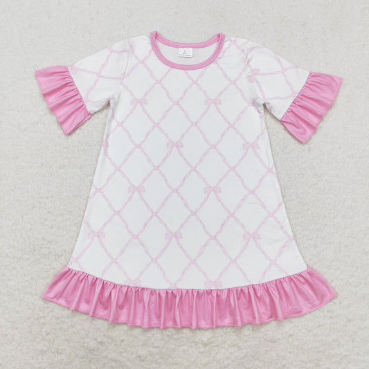 GSD1409 Girls pink bows Dress