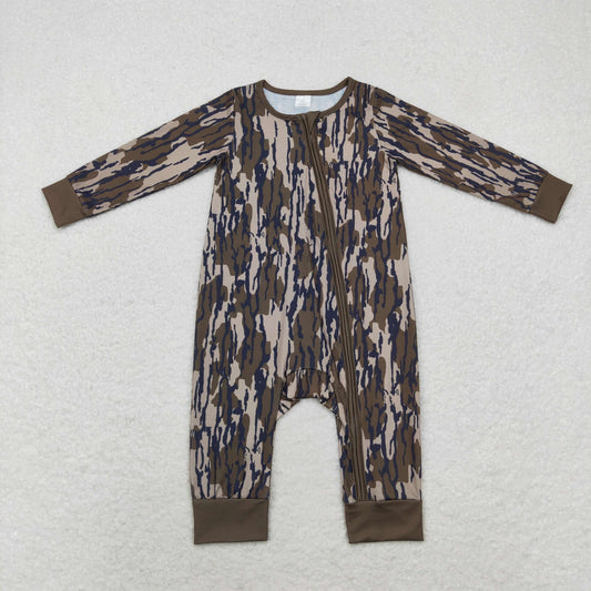 LR1452 Baby boys camo zipper romper bamboo