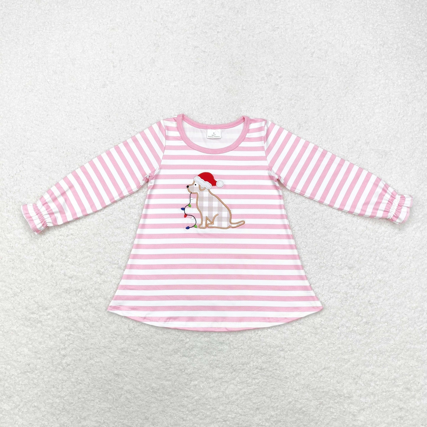 GT0659 Christmas long sleeve dog girl tunic embroidery