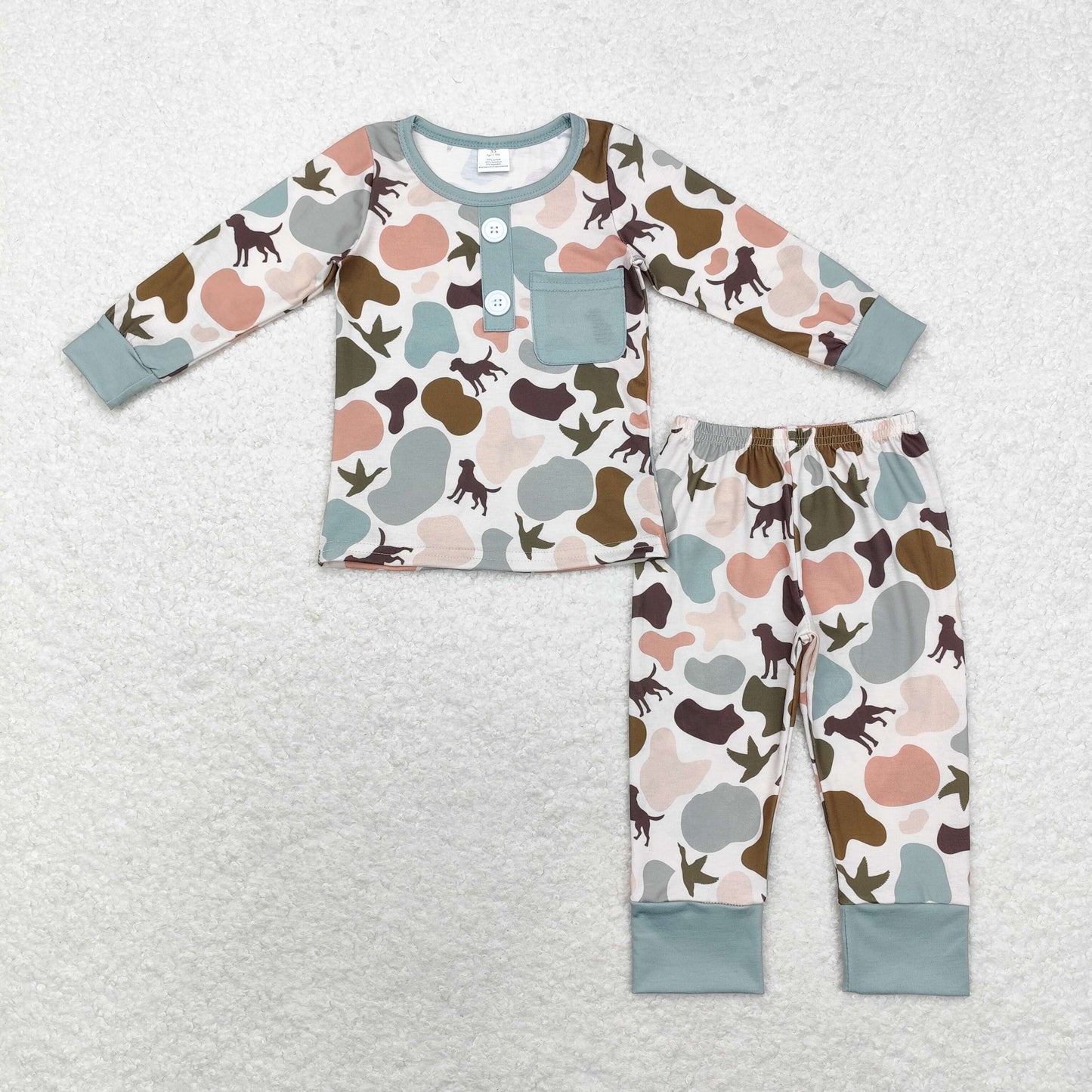 BLP0669 long sleeve hunting dog boy pajamas bamboo