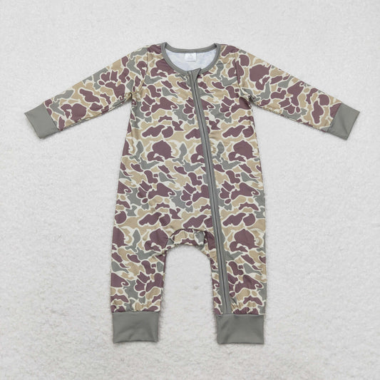 LR1451 Baby boys camo zipper romper bamboo