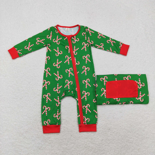 LR1237 Baby boys Christmas candy romper bamboo