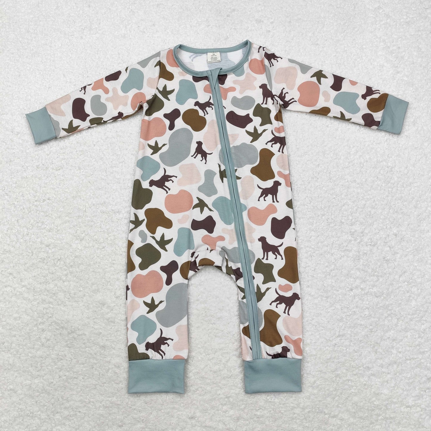 LR1387 Baby boys camo zipper romper