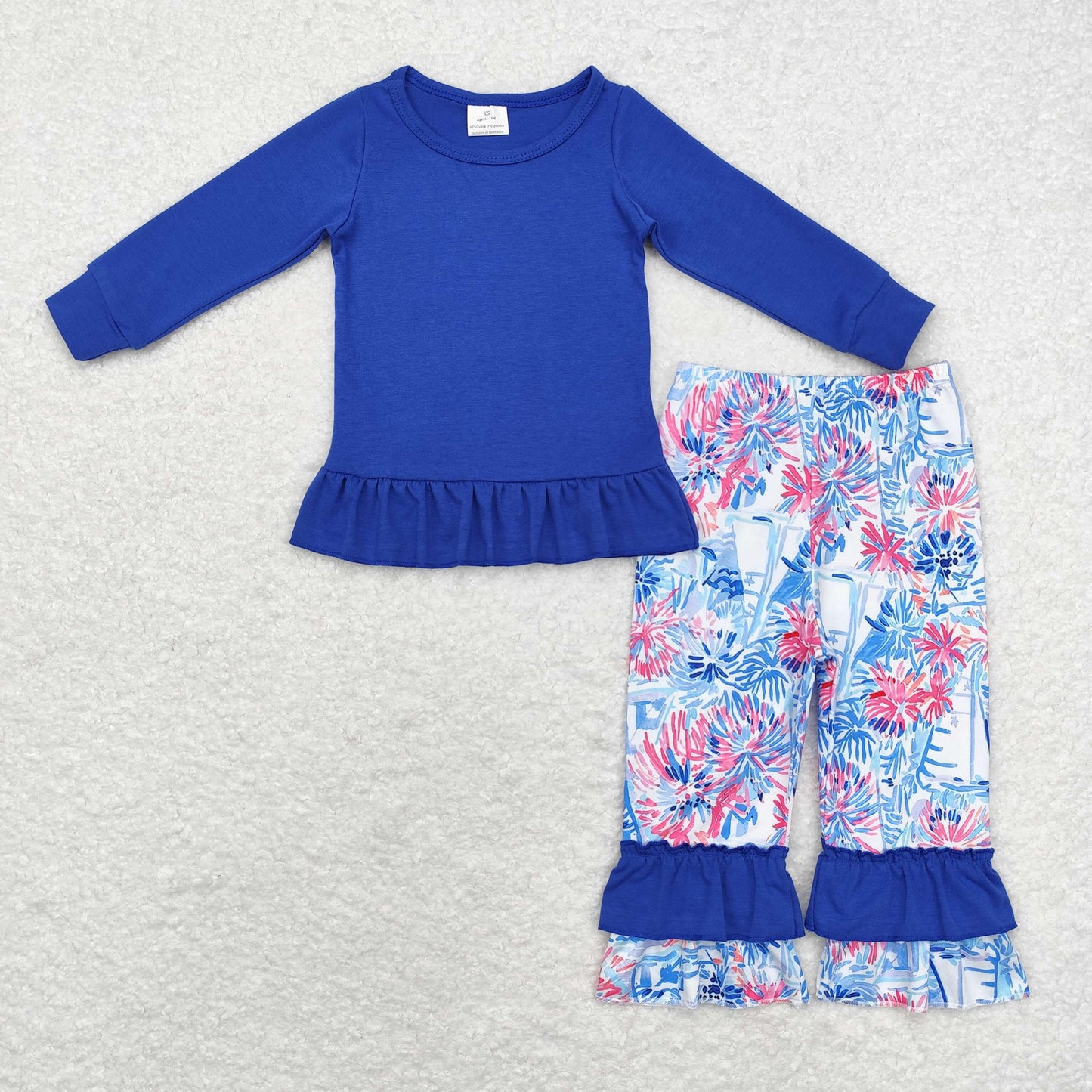 GLP1459 baby girls blue floral outfits