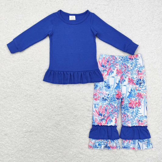 GLP1459 baby girls blue floral outfits