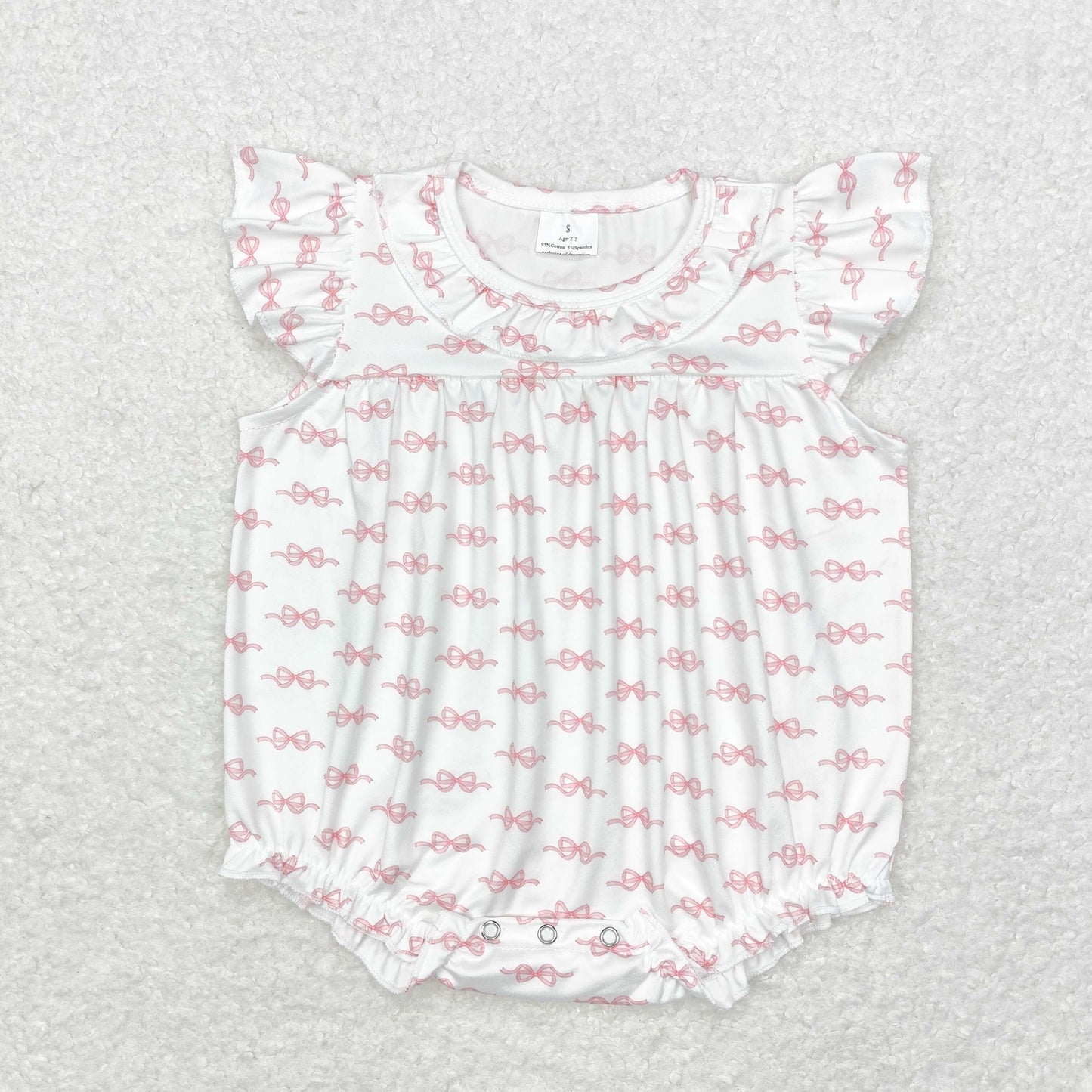 SR1933 Baby girls pink bows romper