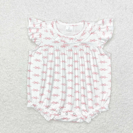 SR1933 Baby girls pink bows romper