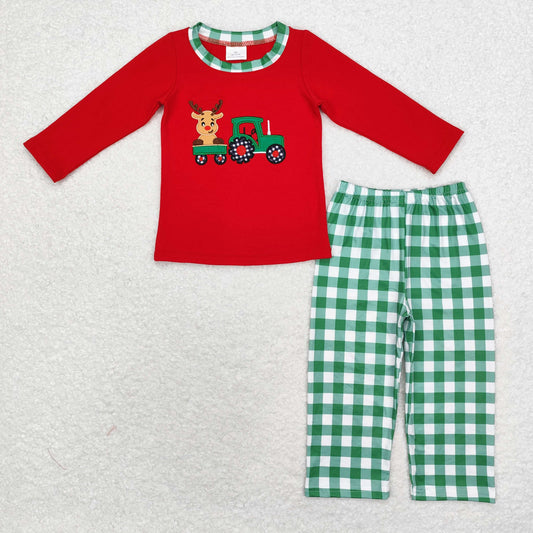 BLP0611 Boys Christmas deer outfits Embroidery