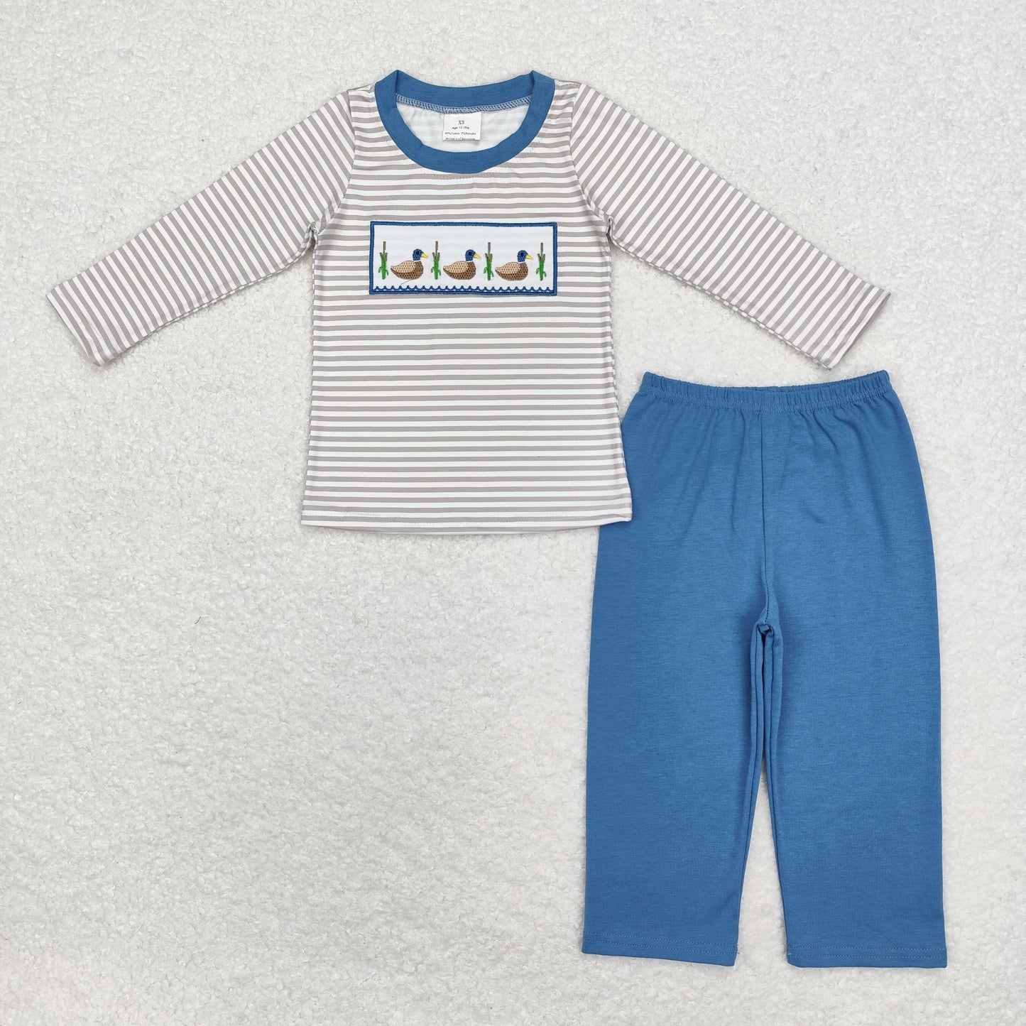 BLP0456 Boys blue duck outfits embroidery