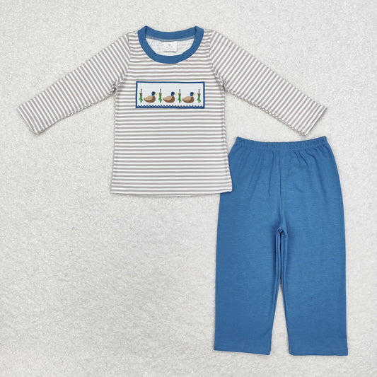 BLP0456 Boys blue duck outfits embroidery