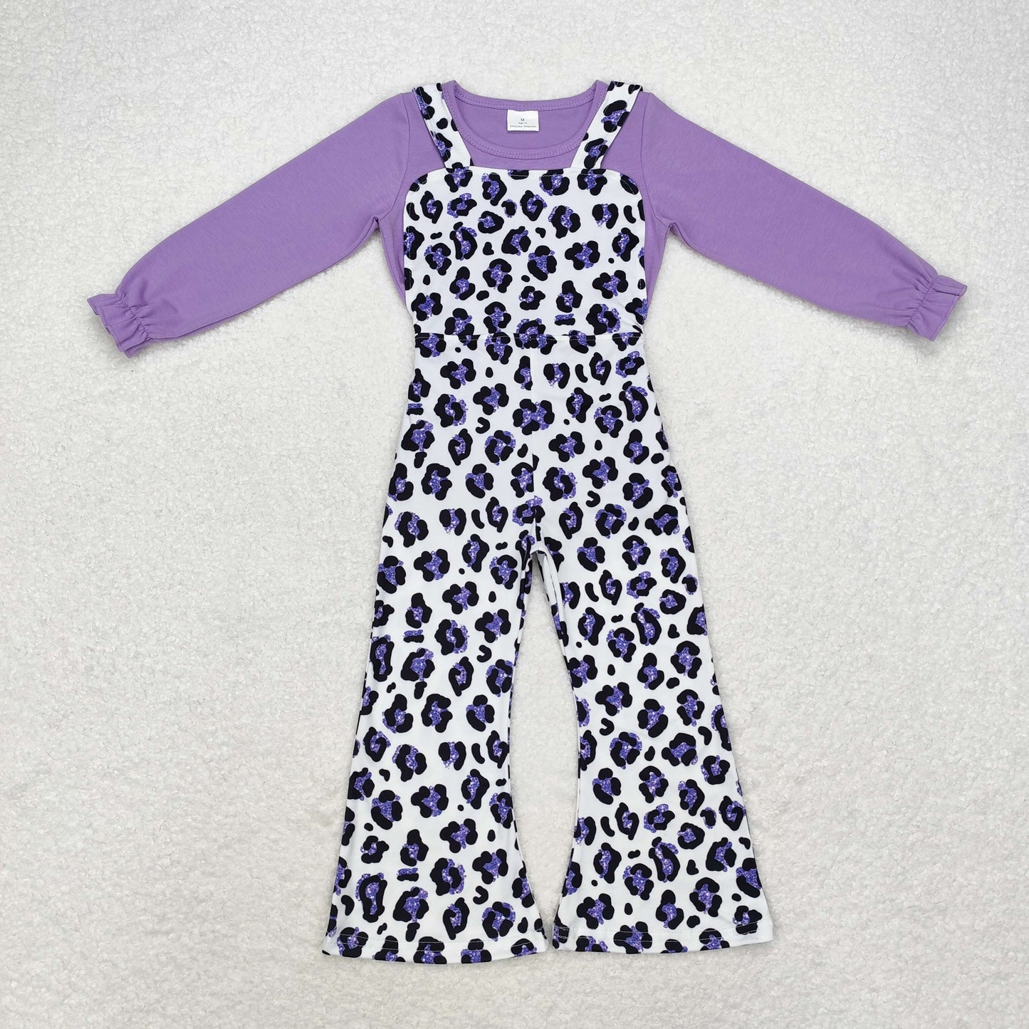 GLP1373 Girls Purple leopard outfits Overalls