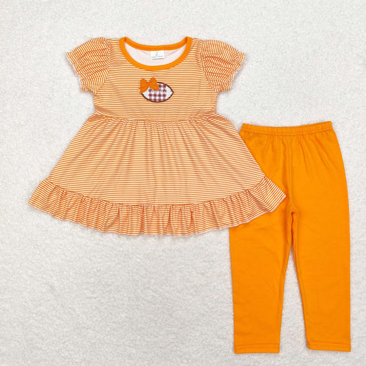 GSPO1674 baby Girls orange football outfits embroidery