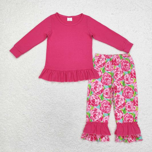 GLP1462 baby girls hot pink floral outfits