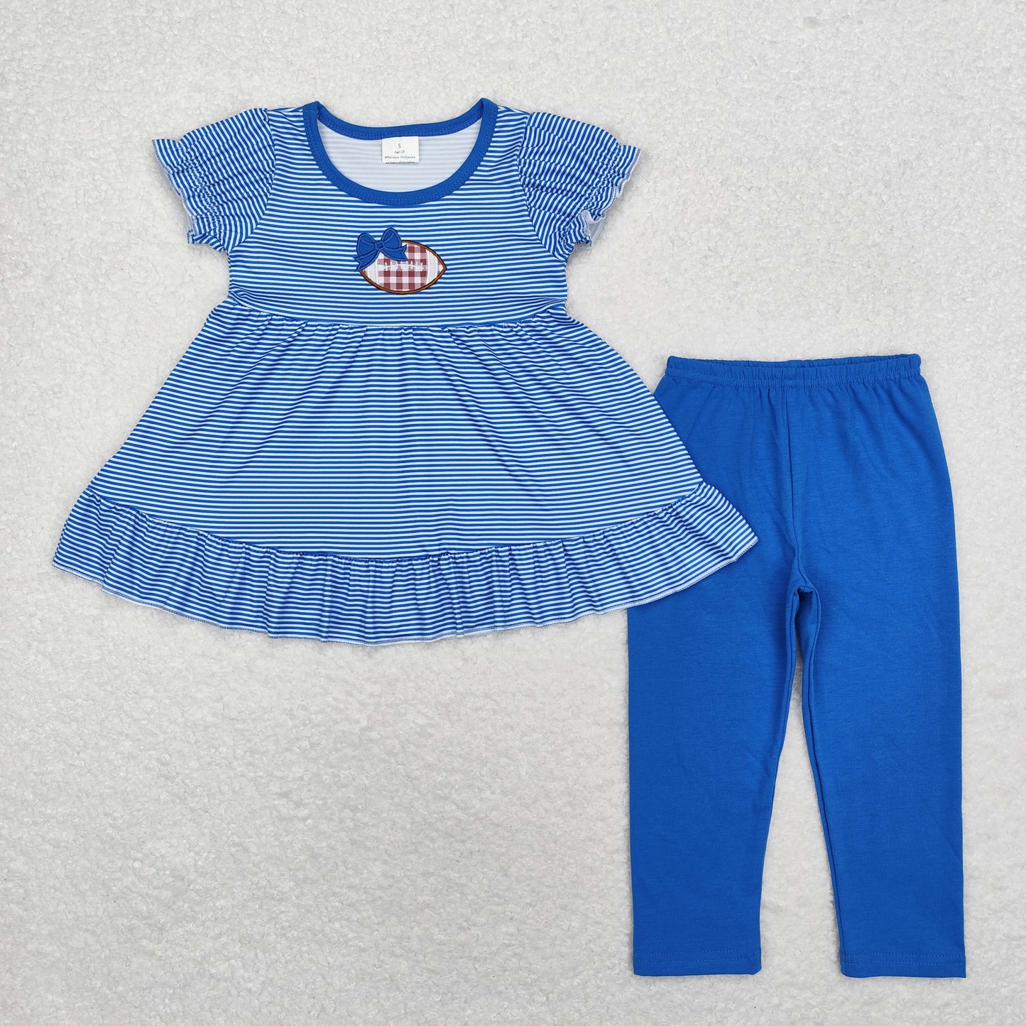 GSPO1677 football blue girls outfits embroidery