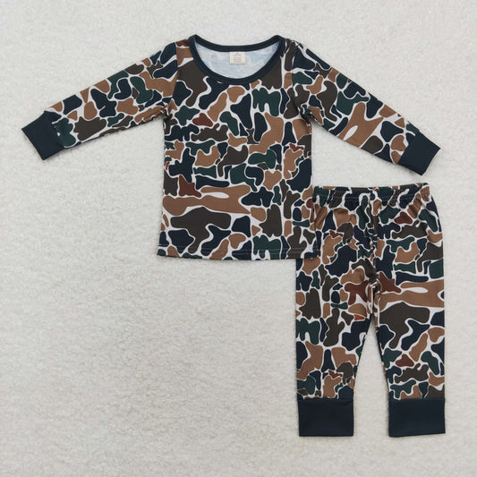 BLP0708 Boys army green camo pajamas bamboo