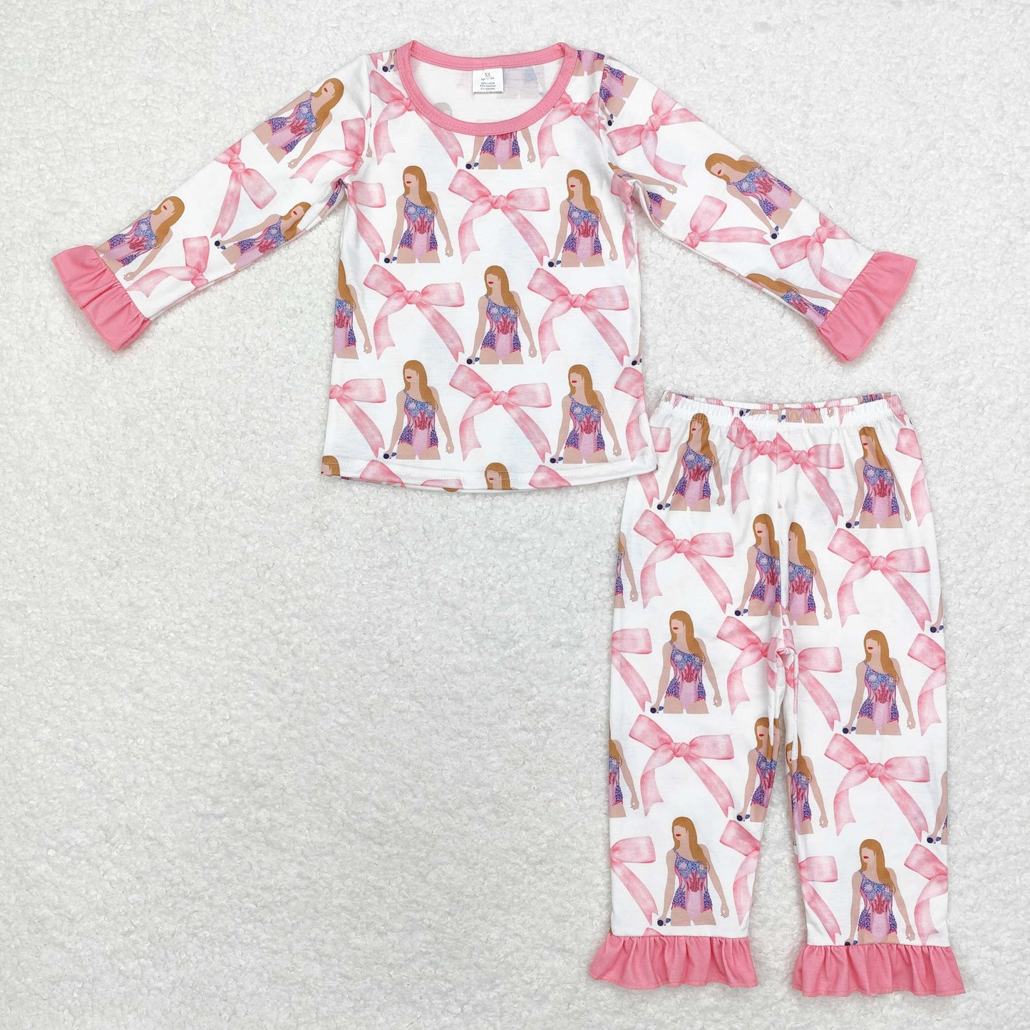 GLP1606 long sleeve TS singer pink girls pajamas bamboo