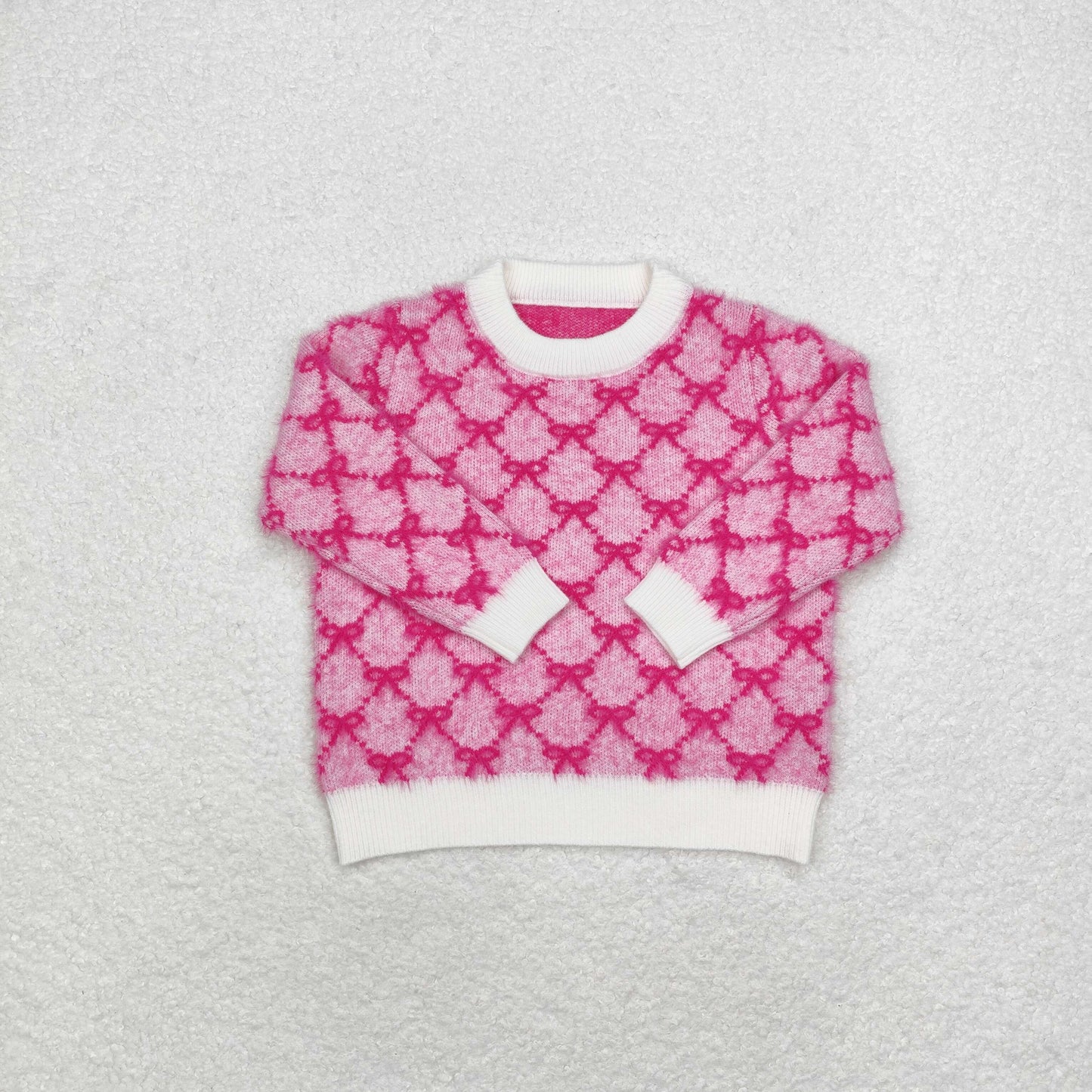 GT0686 Girls pink bows Sweater