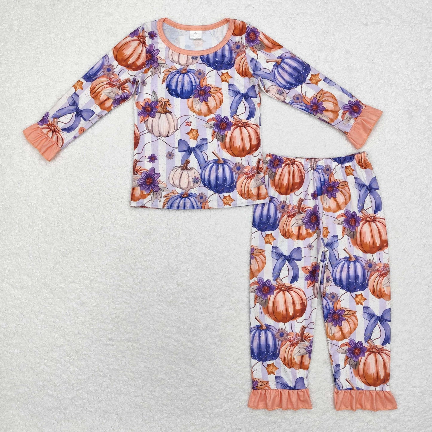 GLP1619 baby girls long sleeve pumpkin pajamas bamboo