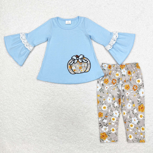 GLP1639 baby girls long sleeve pumpkin outfits embroidery