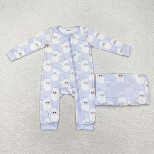 LR1415 long sleeves Christmas Santa blue sleeper bamboo