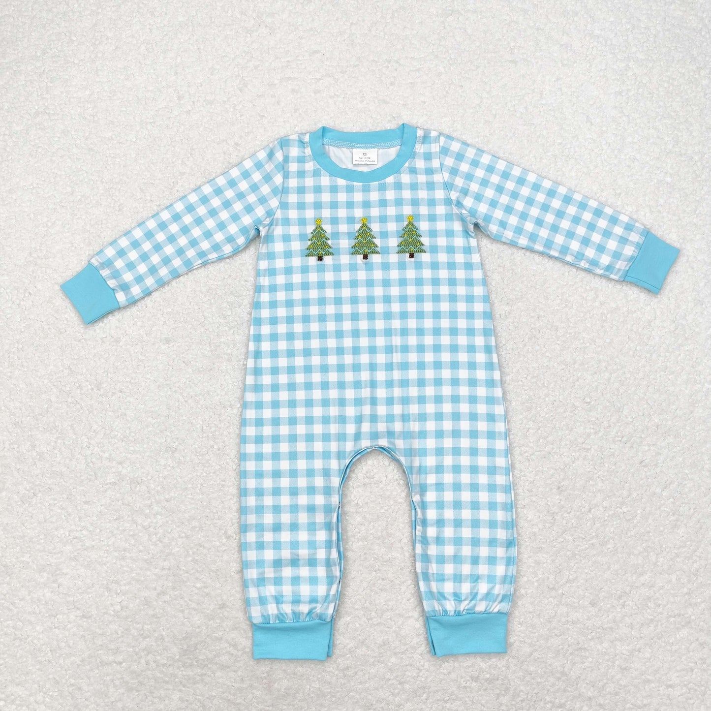 LR1366 Baby boys Christmas tree romper embroidery