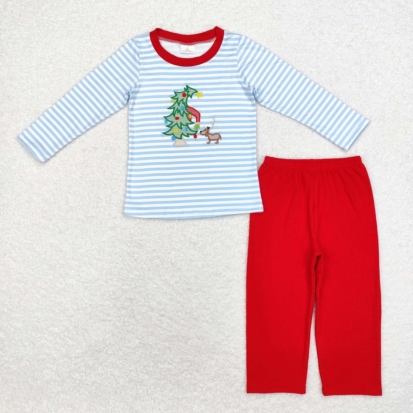 BLP0772 baby Boys Christmas tree outfits embroidery