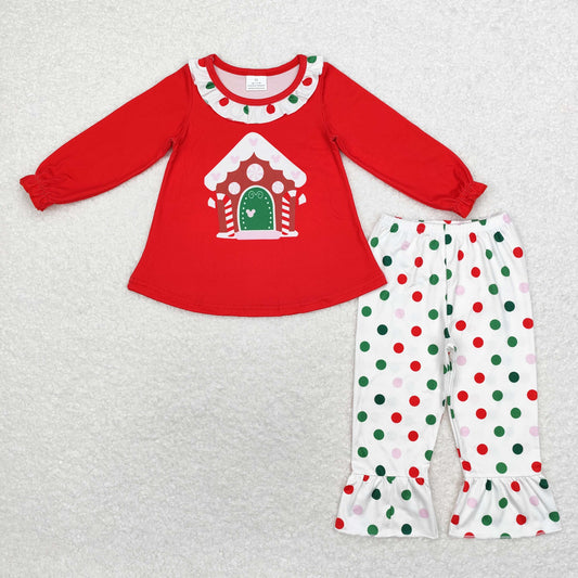 GLP1643 long sleeve Christmas house red  girls clothing