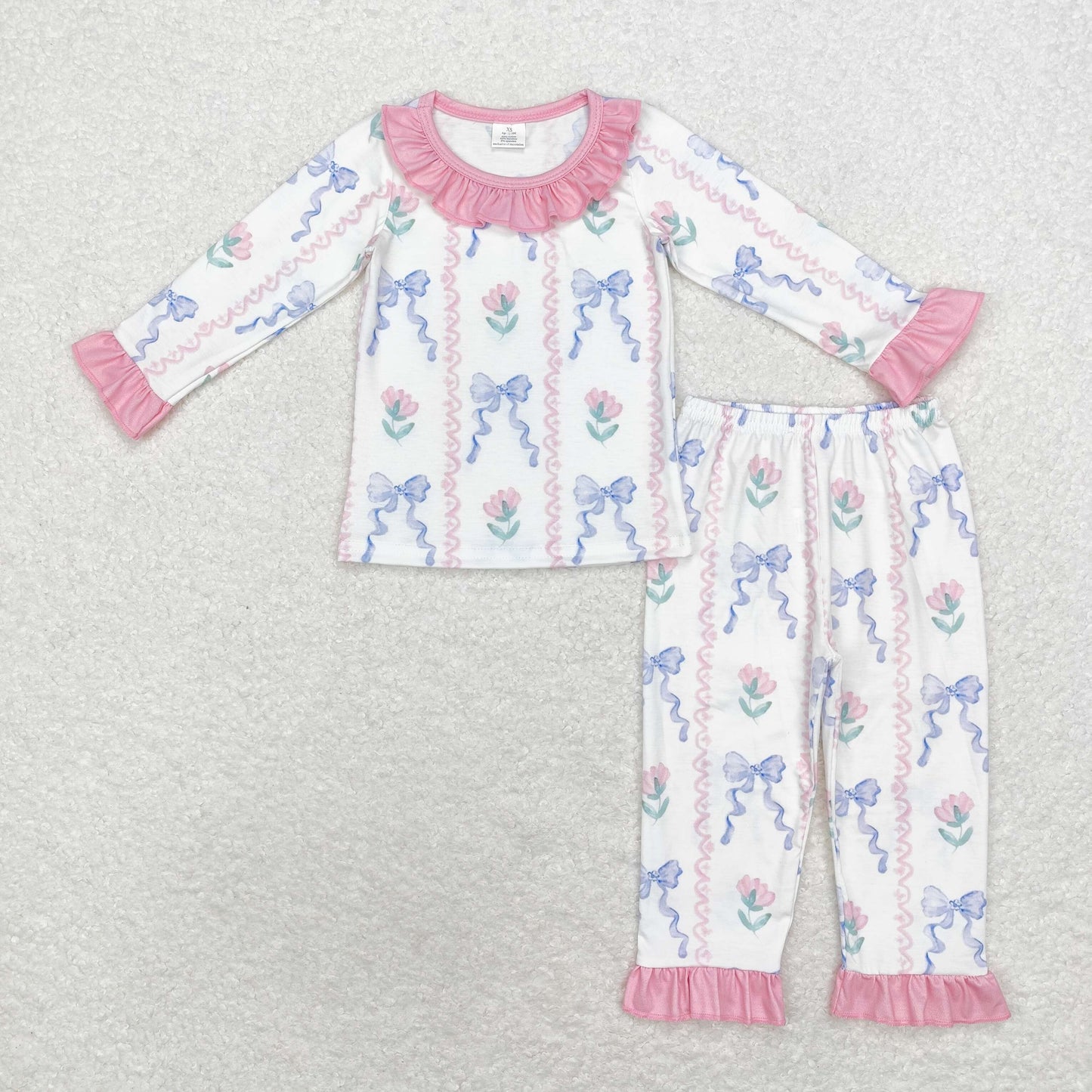 GLP1693 baby girls long sleeve pink bows pajamas