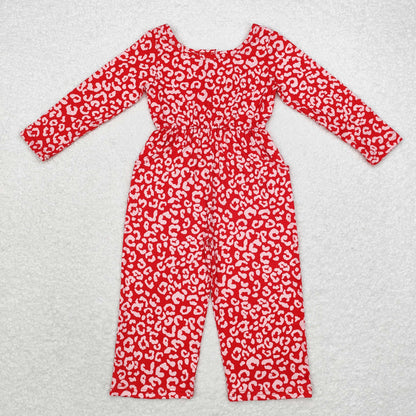 LR1139 Girls red leopard Jumpsuit