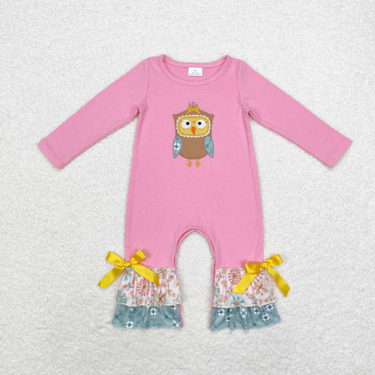 LR0494 Baby Owl Rompers embroidery