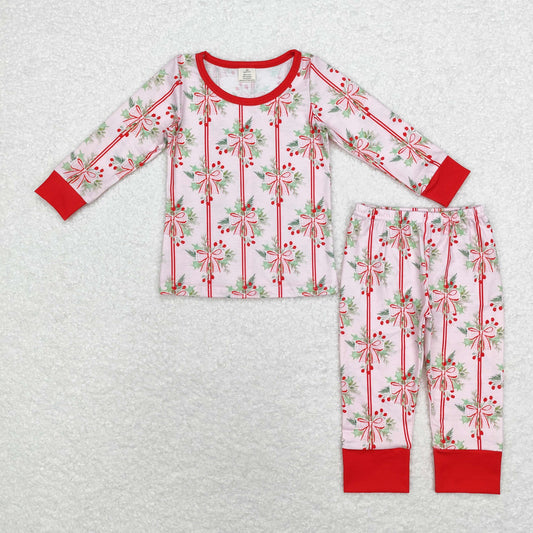 GLP1476 baby girls Christmas bows pajamas bamboo