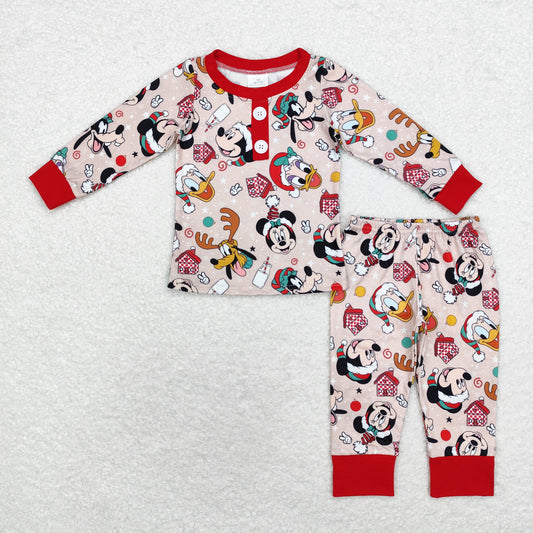 BLP0650 long sleeve Christmas mouse boy pajamas