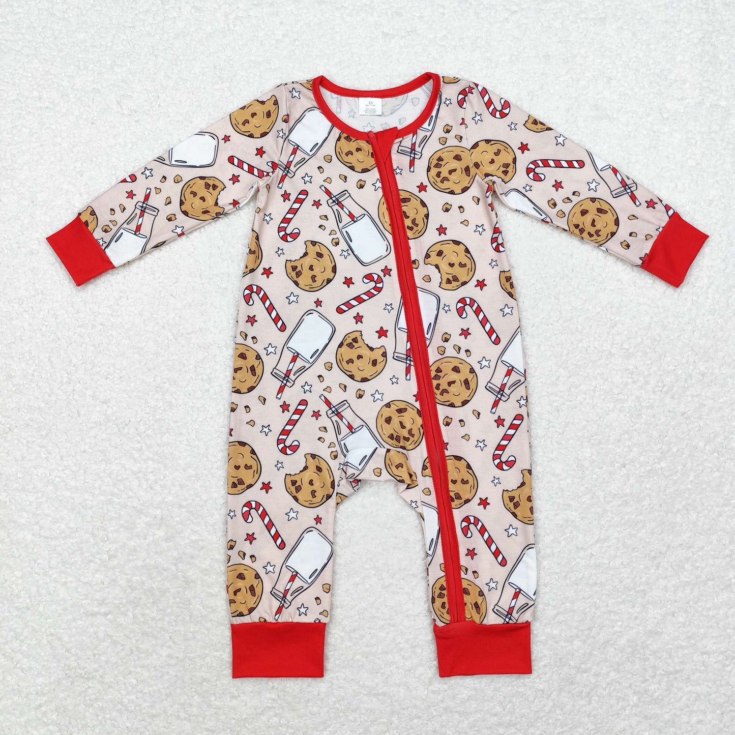 LR1426 Baby boys cookies zipper romper bamboo