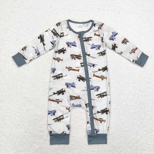 LR1326 Baby boys airplane zipper romper