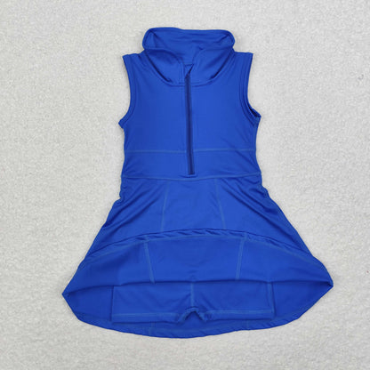 GSD1381 baby girls blue sleeveless yoga dress