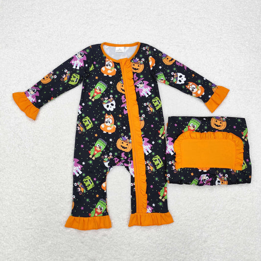 LR1694 Baby girls Halloween cartoon zipper romper