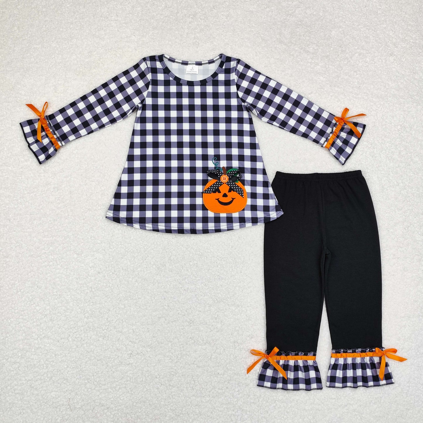 GLP1674 baby girls long sleeve pumpkin outfits embroidery