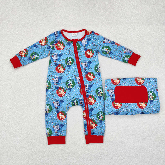 LR1315 baby boys long sleeves Christmas cartoon zipper sleeper