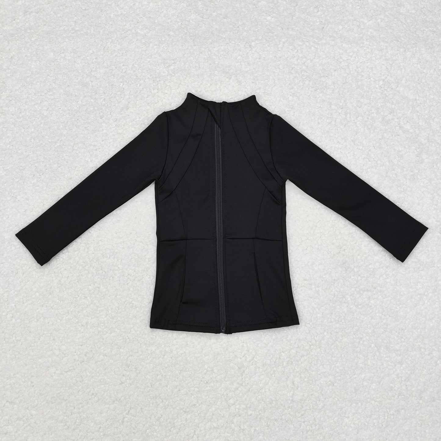 GT0685 baby girls black yoga zipper coat