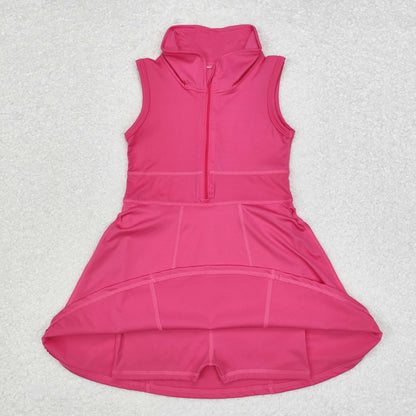 GSD1379 Pink sleeveless yoga dress