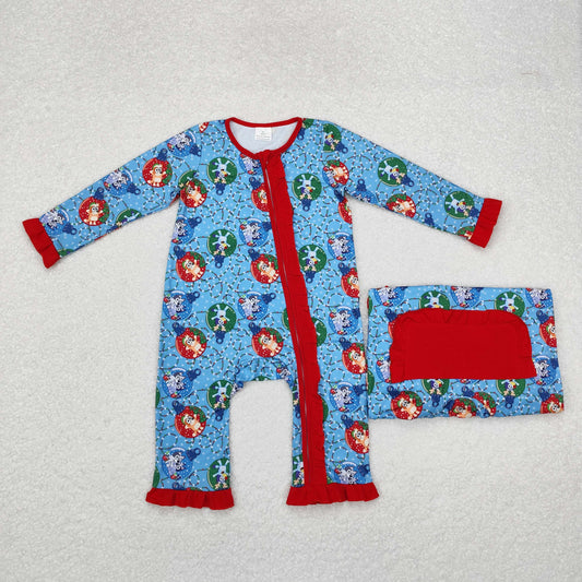 LR1314 baby girls long sleeves Christmas cartoon zipper sleeper