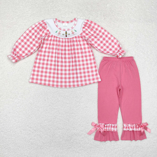 GLP1306 Girls Christmas pink outfits embroidery