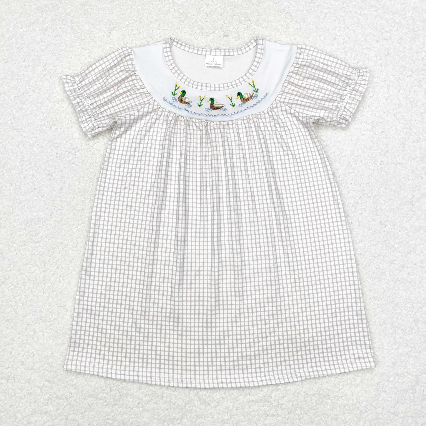 GSD1410 Girls green duck Dress embroidery