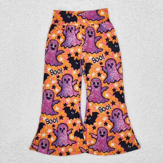 P0609 Girls Halloween boo Bell Bottom Pants